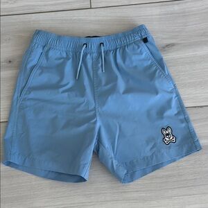 Boys Psycho Bunny Blue Swim Trunks Quick-Dry Elastic Waist